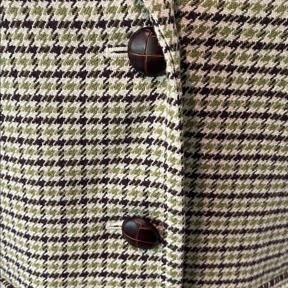 Talbots Green Wool Blend Houndstooth Blazer - Picture 2 of 11